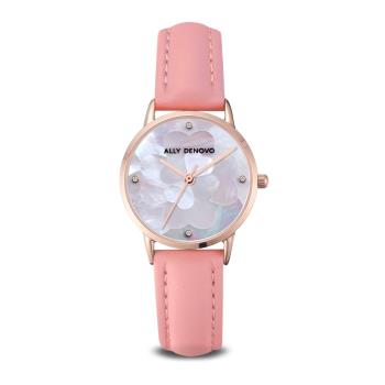 ALLY DENOVO 珊瑚粉山茶花糖琉璃粉色腕錶(AS5010.6)