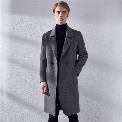 羊毛大衣毛呢外套-雙面呢加厚長款保暖男外套5色74bi4