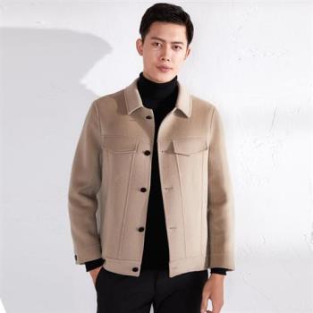 【米蘭精品】羊毛大衣毛呢夾克-休閒雙面呢短款手工男外套2色74bi21