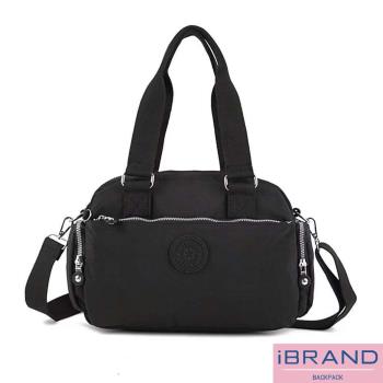 iBrand 輕盈防潑水多口袋大容量側斜背包 -黑色 MDS-8629