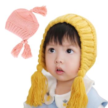 Colorland-流蘇造型針織保暖帽 流蘇假髮針織帽 保暖童帽 寶寶帽 童帽