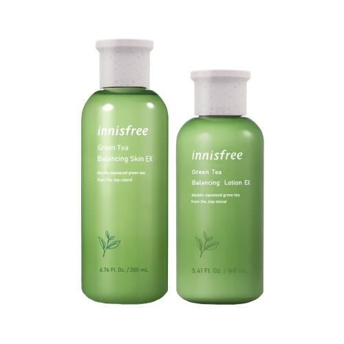【innisfree】綠茶水平衡調理液 200ml+綠茶水平衡調理乳 160ml(超值組合)