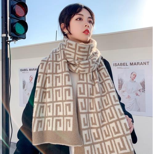 【HaNA 梨花】韓國東大門S編織紋撞色細毛織圍巾