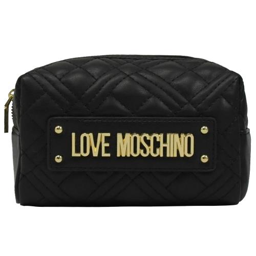 MOSCHINO LOVE MOSCHINO 菱格紋絎縫化妝包/萬用包.黑