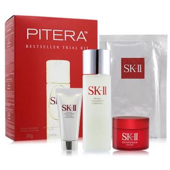 SK-II 體驗組[青春露75ml+洗面乳20g+活膚霜15g+面膜]-新版-國際航空版