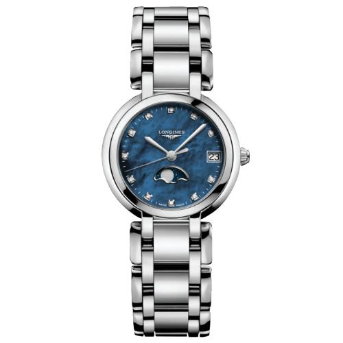 LONGINES 浪琴 心月系列 羅馬藍真鑽月相石英腕錶 L81154986 / 30.5mm