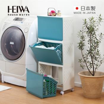 日本平和Heiwa Clevan日製多功能前開三層分類洗衣籃櫃(附輪)