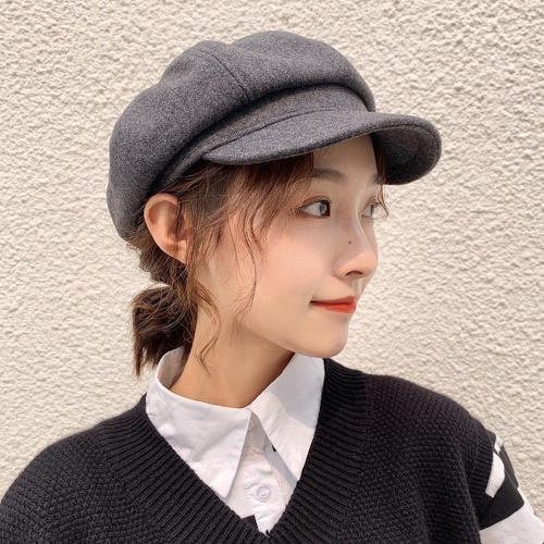 Acorn*橡果-韓系復古保暖貝蕾帽畫家帽棒球帽鴨舌帽遮陽帽1841(麻灰)