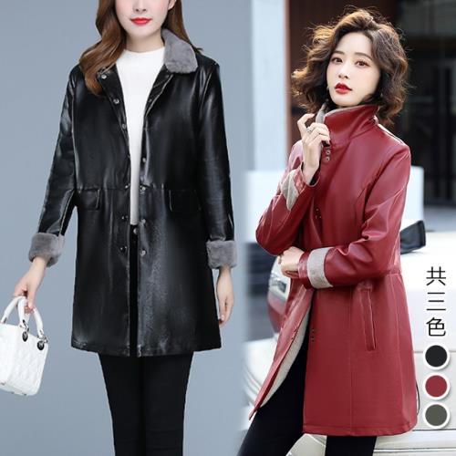 【韓國K.W.】KOREA經典率性皮大衣外套