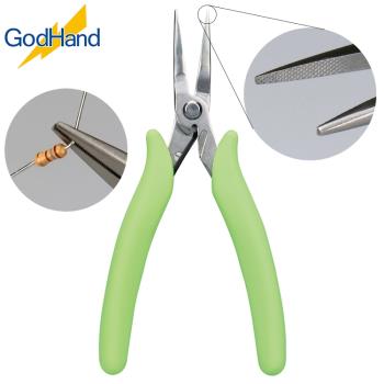 日本神之手GodHand直口半圓嘴鉗圓口尖嘴鉗帶齒GH-LDP-140-F(斜紋;鉗尖1mm寬;附彈簧開關鎖)尖口鉗直口鉗折彎鉗精密模型手鉗