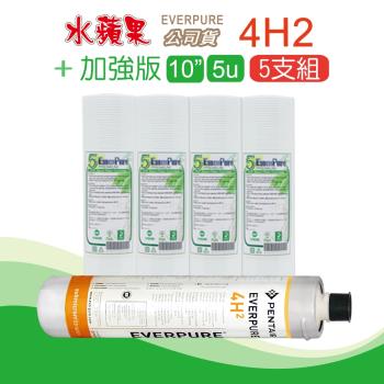 【水蘋果】加強版10英吋5微米PP濾心+水蘋果公司貨4H2 濾心(5支組)