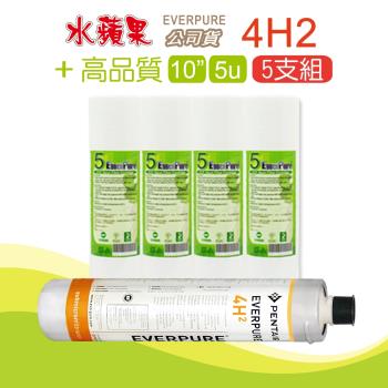 【水蘋果】高品質10英吋5微米PP濾心+水蘋果公司貨4H2濾心(5支組)