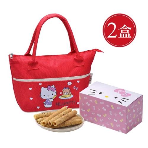 [Hello Kitty]芝麻蛋捲禮盒-小熊好友(紅)x2盒(提袋)