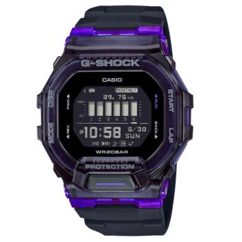 CASIO G-SHOCK 藍牙連線 半透明活力亮彩運動腕錶-紫 GBD-200SM-1A6