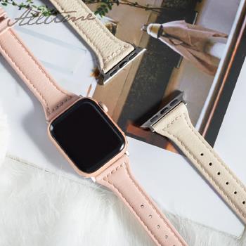 典雅復古窄版皮革錶帶 Apple watch通用錶帶│ALLTIME │完全計時│