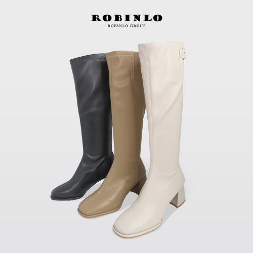 Robinlo法式好感完美顯瘦貼腿長靴PECK-極簡黑/卡其棕/奶油白