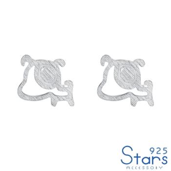 【925 STARS】純銀925可愛黑輪狗狗造型耳釘 純銀耳釘 造型耳釘