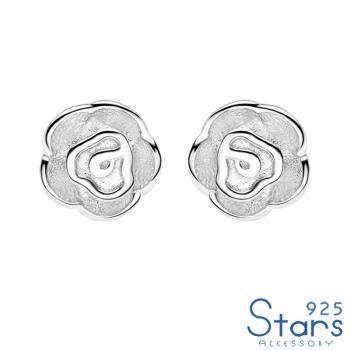 【925 STARS】純銀925玫瑰花造型耳釘 純銀耳釘 造型耳釘