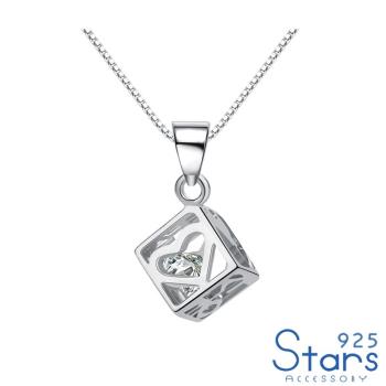 【925 STARS】純銀925八心八箭美鑽鋯石魔術方框造型項鍊 純銀項鍊 造型項鍊 美鑽項鍊