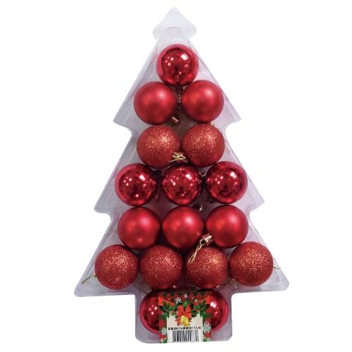 聖誕樹裝飾球-紅(17入/4cm)【愛買】
