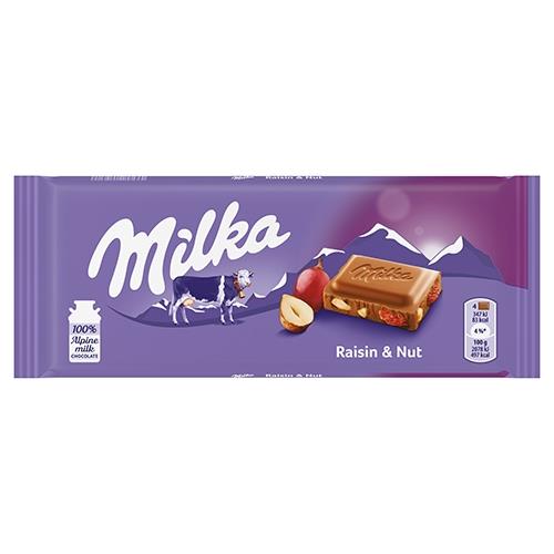Milka葡萄乾榛果牛奶巧克力100G【愛買】