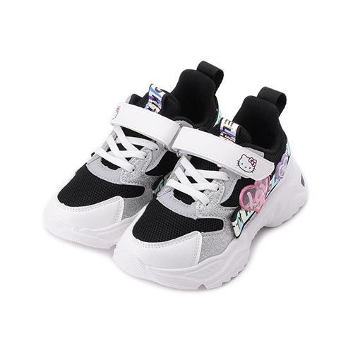 HELLO KITTY 愛心炫彩運動鞋 白黑 中大童鞋 鞋全家福
