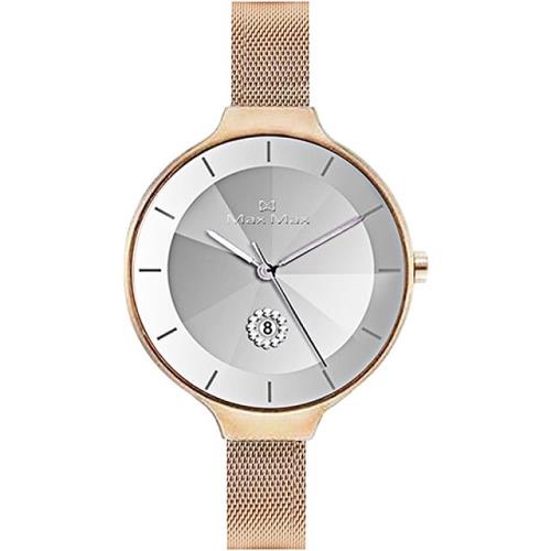 【Max Max】 優雅風米蘭錶帶時尚腕錶 - 白色x玫瑰金系(MAS7027-2)