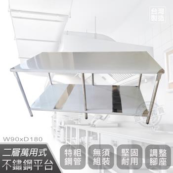 Abis 豪華升級版90X180CM二層圓角430不鏽鋼桌/料理桌/工作桌/工作臺/流理臺(3尺X6尺)