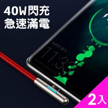 CS22 倍思40W閃充彎頭手遊數據線USB For Type-C充電線1M2入(Type-C充電線)