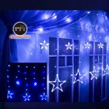 摩達客-LED燈造型滿天星星窗簾燈聖誕情境燈_藍白光透明線 | 附贈IC控制器_插電式