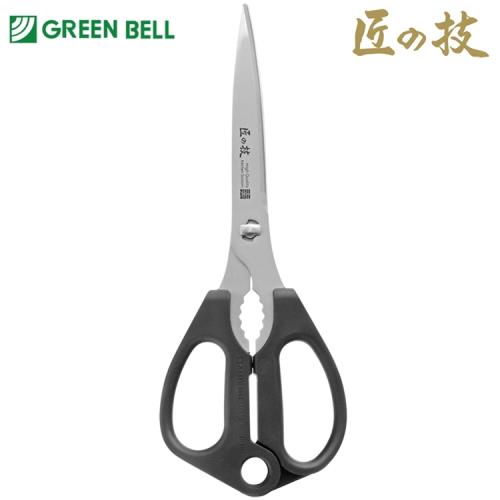 日本製GREEN BELL匠之技可拆式10cm不鏽鋼刀刃長廚房剪刀G-2033(多功能