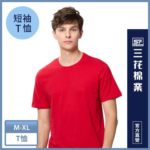【Sun Flower三花】彩色T恤.圓領短袖衫.男內衣.男短T恤_紅