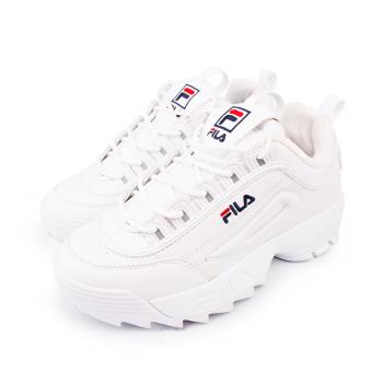 【FILA】FILA DISRUPTOR II 中性運動鞋 白色 復古老爹鞋 小白鞋(4-C608V-125)