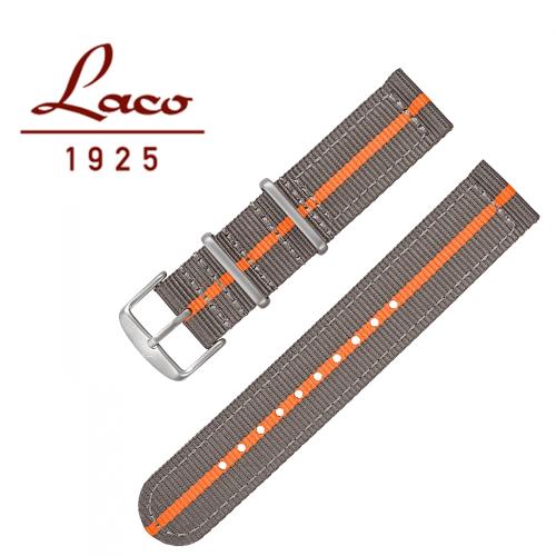 【Laco 朗坤】402169 尼龍錶帶 灰橙 20mm 原廠錶帶(尼龍 錶帶)