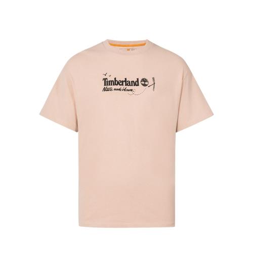 Timberland 男女款豆沙紅有機棉寬鬆短袖T恤A5YDD662