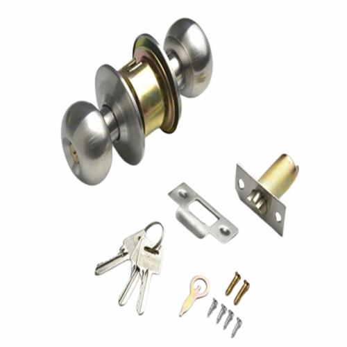 喇叭鎖 按鈕設計 圓柱形門鎖（60 mm，有鑰匙）不銹鋼磨砂銀用 白鐵色 玄關門 房門鎖 客廳 房門