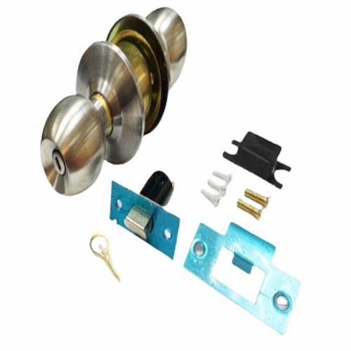 喇叭鎖 按鈕設計 圓柱形門鎖（60 mm 無鑰匙）不銹鋼磨砂銀用 白鐵色 浴廁 通道 廁所