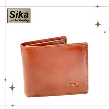 Sika 真皮100%義大利牛皮／男用皮夾／5卡片 (淺咖啡色-A8272-01)