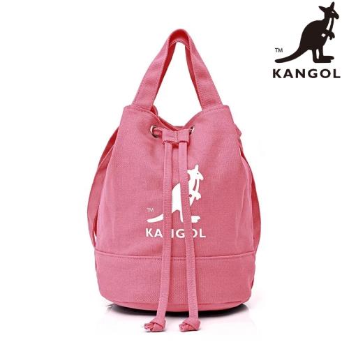 KANGOL 英國袋鼠 手提/斜背帆布水桶包 粉色