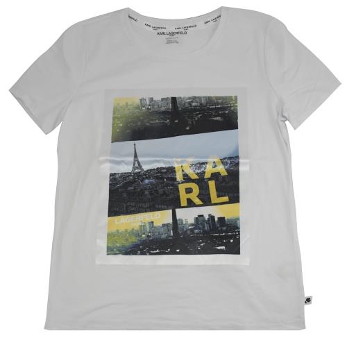 KARL LAGERFELD 卡爾 巴黎城市圖案街頭棉質短T恤.白