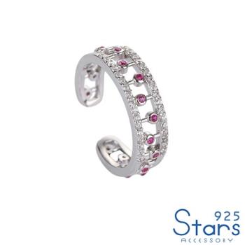 【925 STARS】純銀925微鑲美鑽華麗縷空設計開口戒戒指 純銀戒指 造型戒指 開口戒 情人節禮物