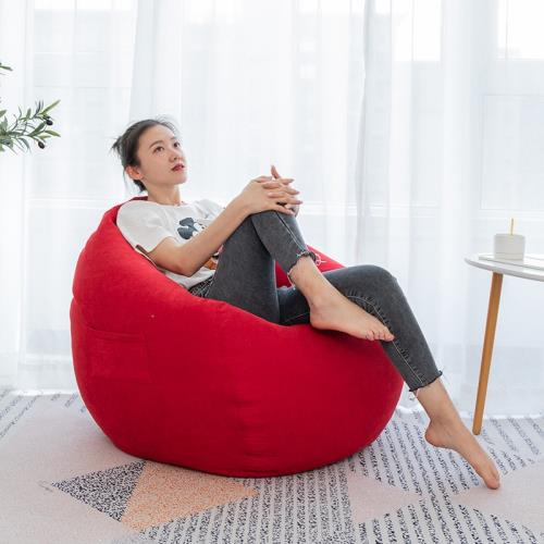 環球嚴選-懶人沙發豆袋 佈藝沙發小戶型簡約 單人沙發椅休閑佈藝現代簡約椅 - 顏色:紅色呎吋:eps腳蹬