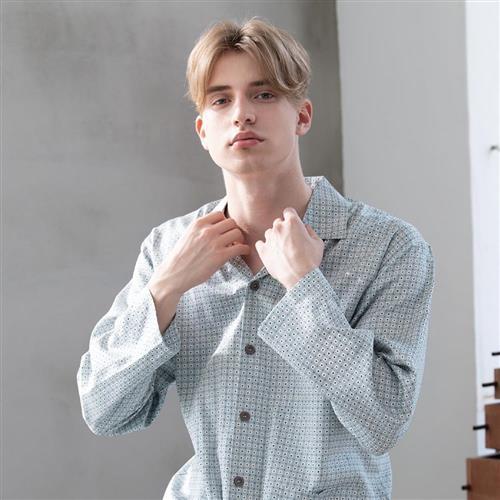 【GOLDDEER 金鹿】新潮創意格點絲棉長袖褲裝睡衣【69341】