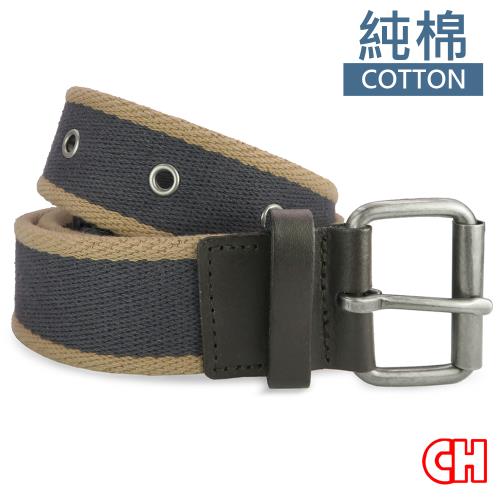 【CH-BELT 銓丞皮帶】中性流行單打釘造型純棉織帶男皮帶腰帶(灰)