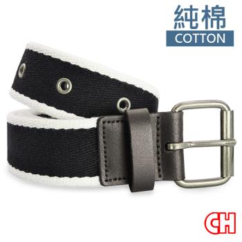 【CH-BELT 銓丞皮帶】配色造型打釘個性純棉織帶皮帶腰帶(黑)
