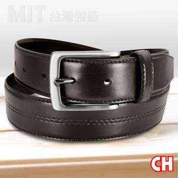 【CH-BELT 銓丞皮帶】男士造型中線特色型男休閒男皮帶腰帶(咖)