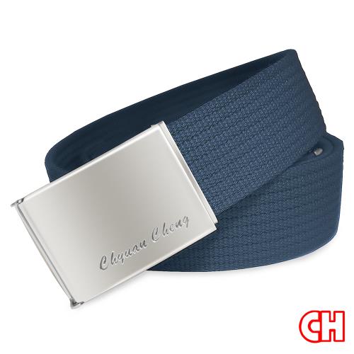【CH-BELT 銓丞皮帶】百搭藍素色方頭織帶休閒中性皮帶腰帶(藍)
