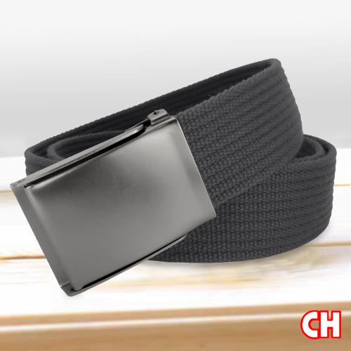 【CH-BELT 銓丞皮帶】中性休閒方頭造型素色織帶男女腰帶(深灰)