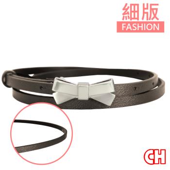 【CH-BELT 銓丞皮帶】甜美曲線蝴蝶結造型女生皮帶腰帶(咖)
