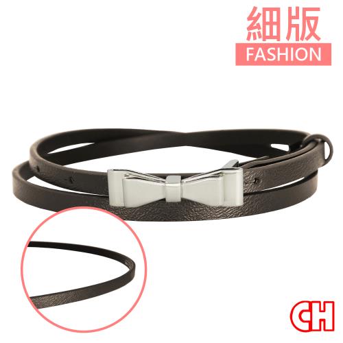 【CH-BELT 銓丞皮帶】完美氣質蝴蝶結細版女生皮帶腰帶(咖)